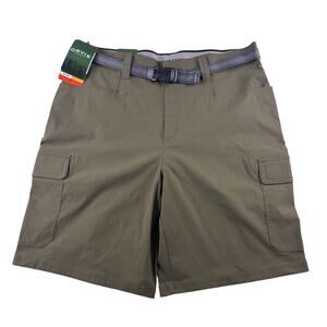 Orvis Mens Shorts 34 Olive Night Green Cargo Stretch Hiking Outdoor Performance
